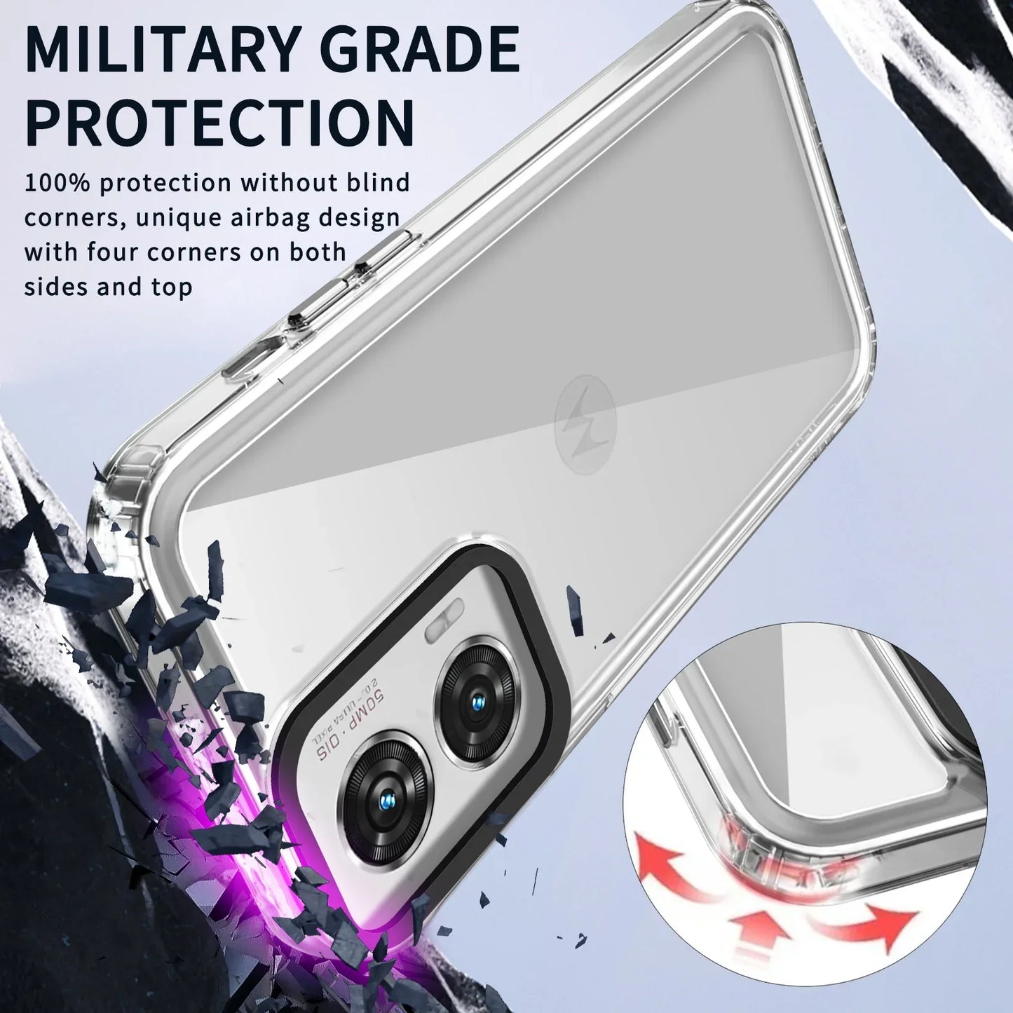 Transparent HD Acrylic Case for Moto Edge 50 Fusion Pro 40 NEO 30 G85 G84 G04S G24 Power G54 G14 G64 G82 72 62 52 34 Phone Cover