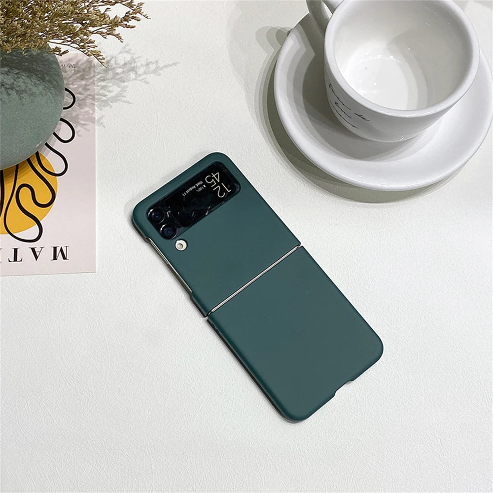 Candy Color Frosting PC Case For Samsung Galaxy Z Flip 6 5GFor Z Flip5 Flip3 Flip4 Ultra Thin Solid Color Hard PC Back Cover