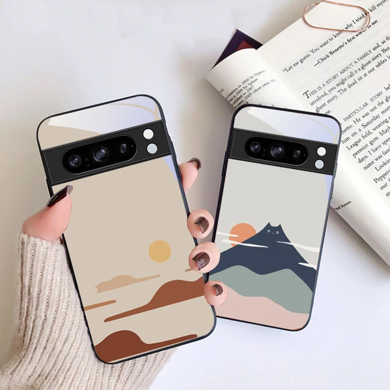 Richu Mountain For Google Pixel 8 P Ixel 7 Pi Xel 7A Pix El 8A G Oogle 9 9A 9Pro Pixe L 9Pr O XL Black Glass Phone Case