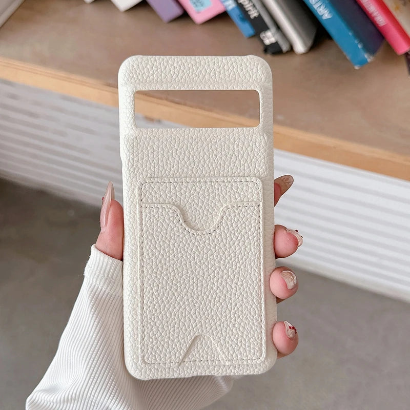 Fashion Leather Litchi Card Slot Bag Holder Phone Case For Google Pixel 9 8 7 6 Pro 7A 6A 8A Colorful Matte Cover For Pixel 9 XL