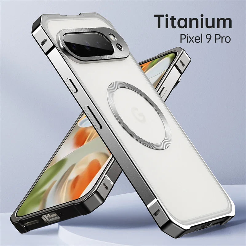 For Google Pixel 8 9 10 Pro 9 Pro XL Metal Frame Protect Bare Magsafe Case Wireless Charging Detachable Shockproof Protect Cover