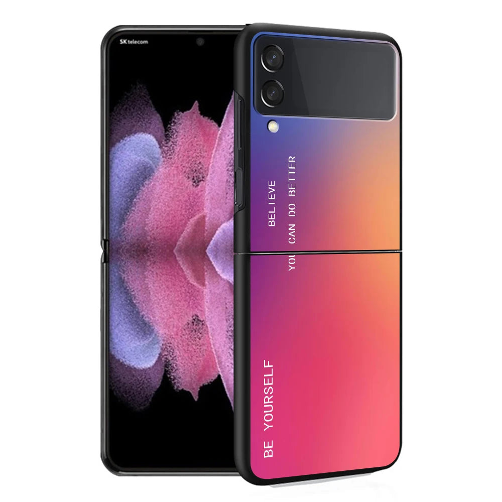 Cover Case for Samsung Galaxy Z Flip 5 Z Flip 4 ZFlip Z Flip 3 5G ZFlip3 Flip4 ZFlip4 Flip3 Black Gradient BE YOURSELF