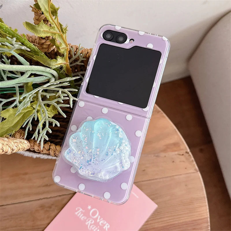 Simple Polka Dot Magnetic Phone Case For Samsung Galaxy Z Flip 7 6 5 4 3 Flip6 Flip7 Cover with Magsafe Clam Shell Stand Cases