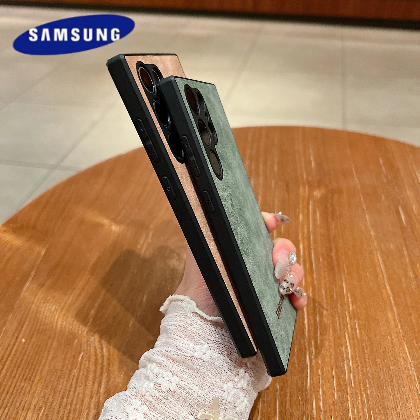 Full Lens Protector Case Samsung Galaxy S25 S24 S23 FE S22 S21 Ultra Plus Sheepskin Leather Back Cover Soft Lambskin Shockproof