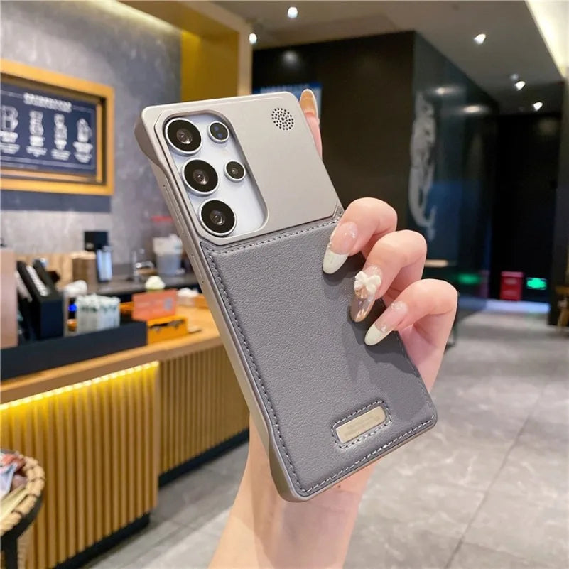 New Fragrance PU Leather Case for Samsung Galaxy S25 Ultra S24 Ultra Frameless Slim Shockproof Cover for Samsung S22 S23 Ultra