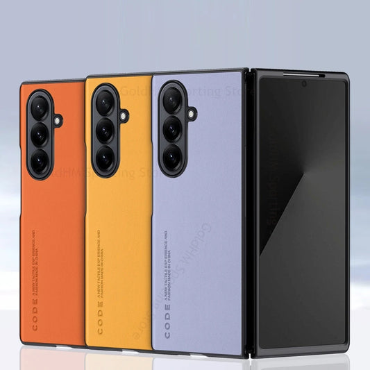 Capa For Samsung Z Fold 7 6 5G Pure Color Leather Shockproof Phone Case For Galaxy Z Fold7 fold 6 5 4 3 Hard PC Protective Cover
