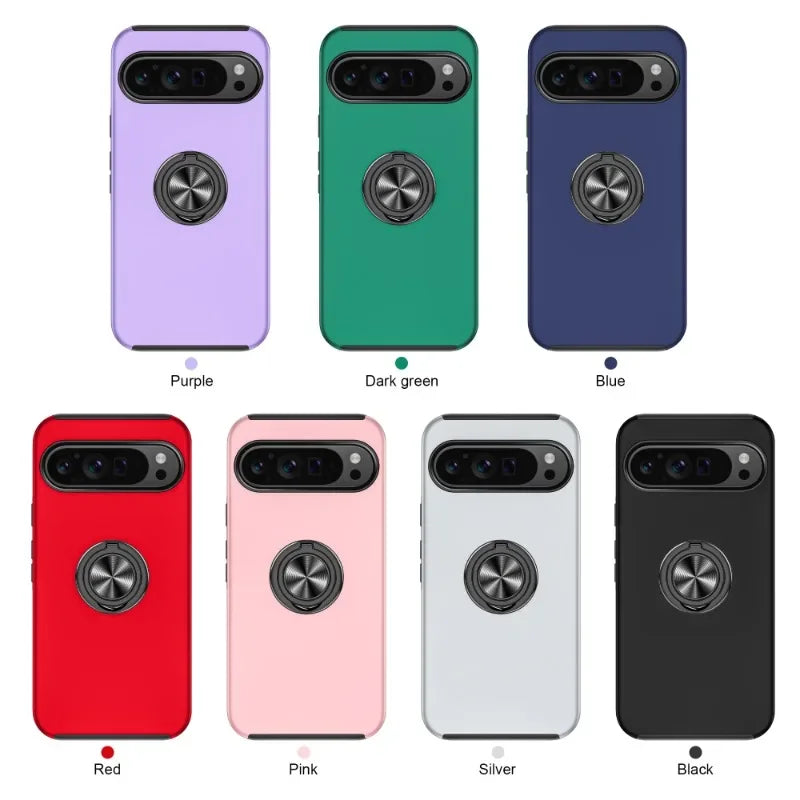 Magnetic Ring Holder Phone Case for Google Pixel 9 8 7 Pro XL 9A 8A 7A 6A WIth Kickstand Plastic Hard Shell Shockproof Cover