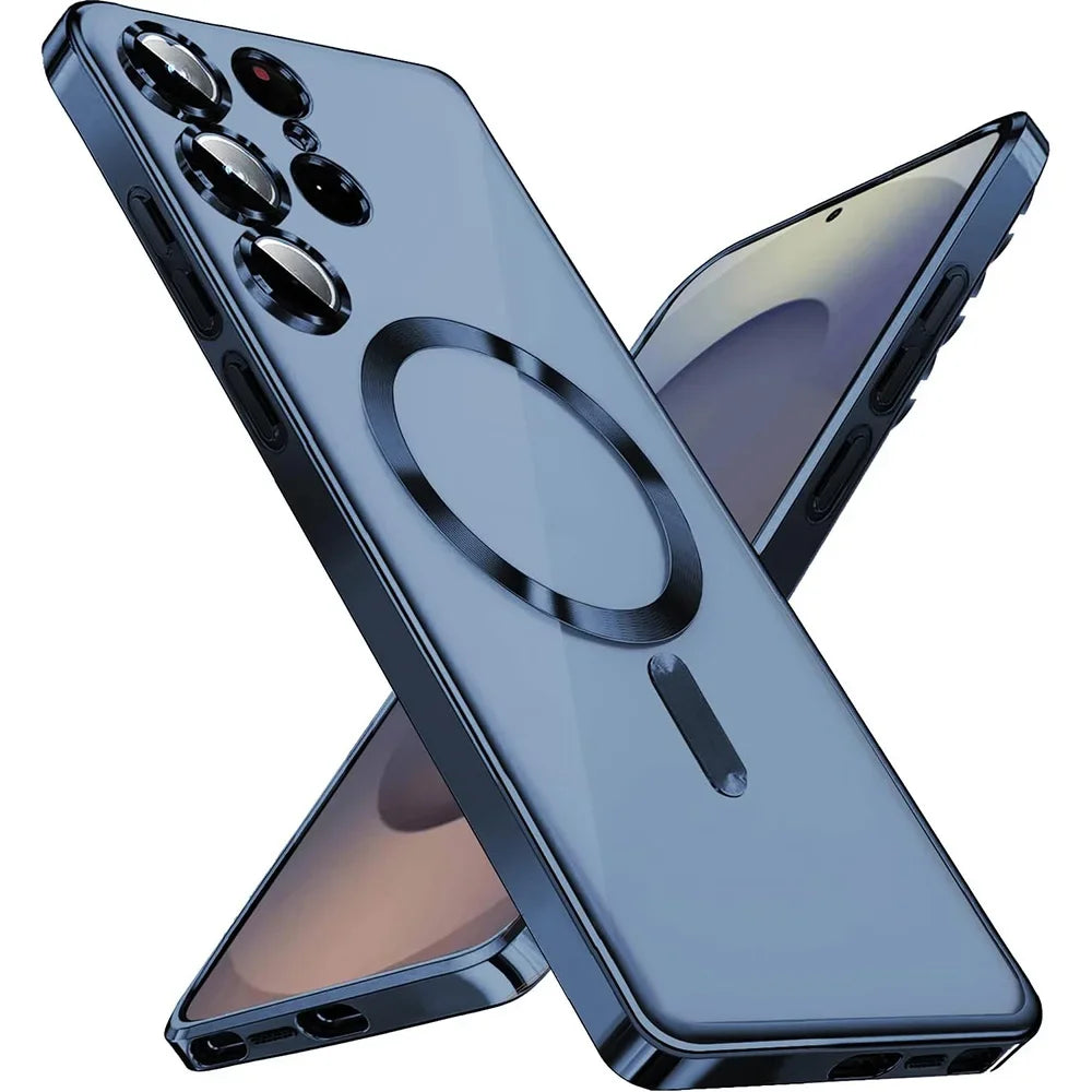 Luxury Plating Silicone Case For Samsung Galaxy S26 S25 Edge S24 FE S23 S21 S22 Ultra Plus Magnetic For Magsafe Clear Soft Cover
