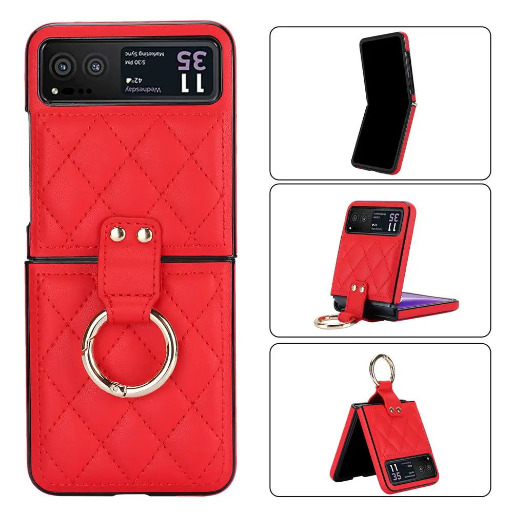 Fashion Leopard Print Leather Ring Case For Motorola MOTO Razr 40 Ultra Razr40 Slim Cover Fundas