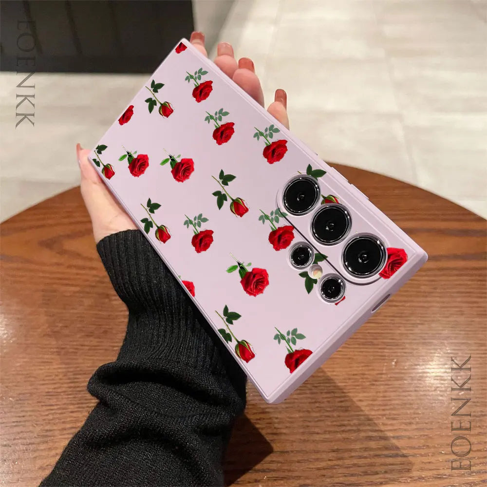 New Retro Fashion Rose Phone Case For Samsung Galaxy A25 A32 A33 A72 A73 Note 10 20 Plus S25 S24 S23 S22 S21 Ultra FE 5G Cover