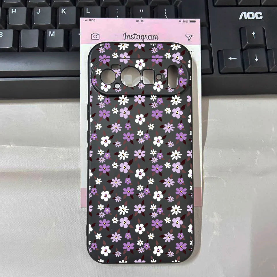 For 10Pro New Luxury Small Daisy Flower Phone Case for Google Pixel 10 9 Pro XL 8A 7A 6a 6 7 8 Pro 5G Soft Black Protector Cover