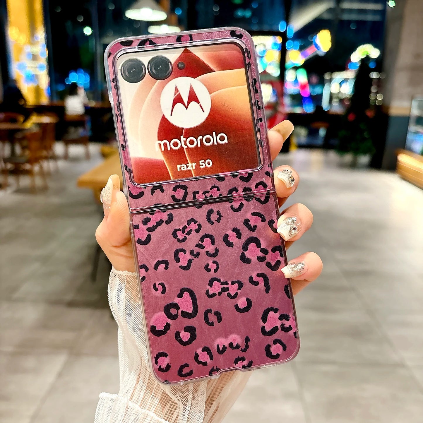 Feathered Leopard Print Phone Case For MOTO Razr 50 Ultra Motorola Razr 50Ultra Luxury Back Cover With Lanyard Anti-Lost Shell