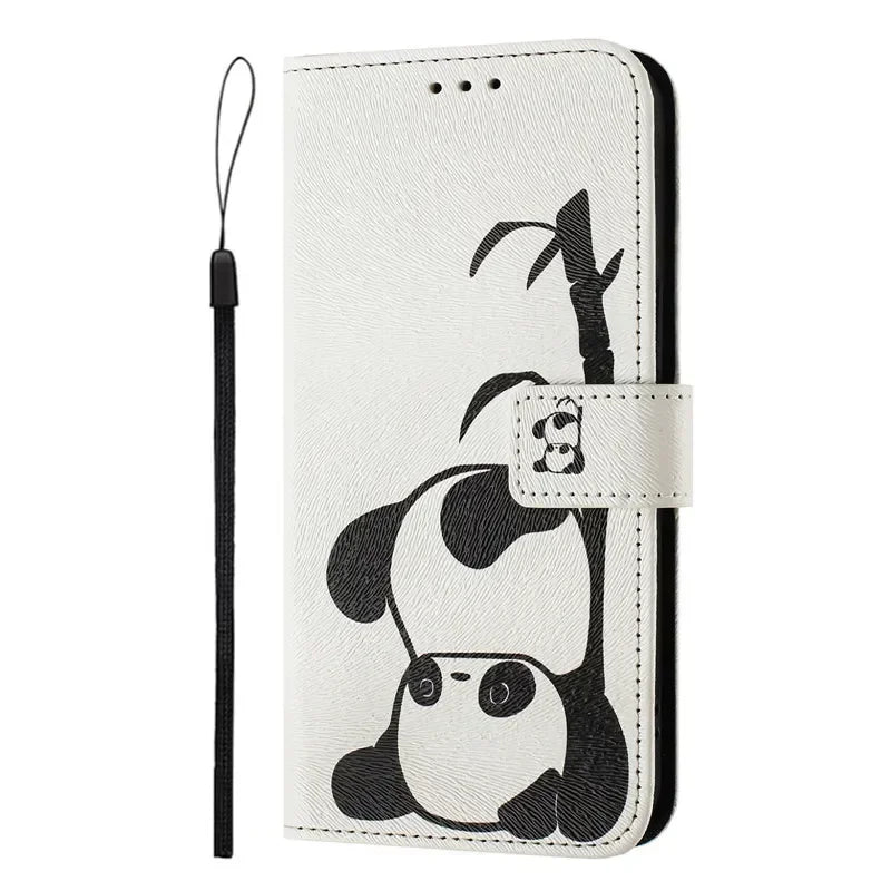 5G Leather Phone Case For Motorola MOTO G 5G 2025 MotoG Stylus 2024 2023 2022 2021 Flip Cover Wallet Magnetic Painted Cases Bear