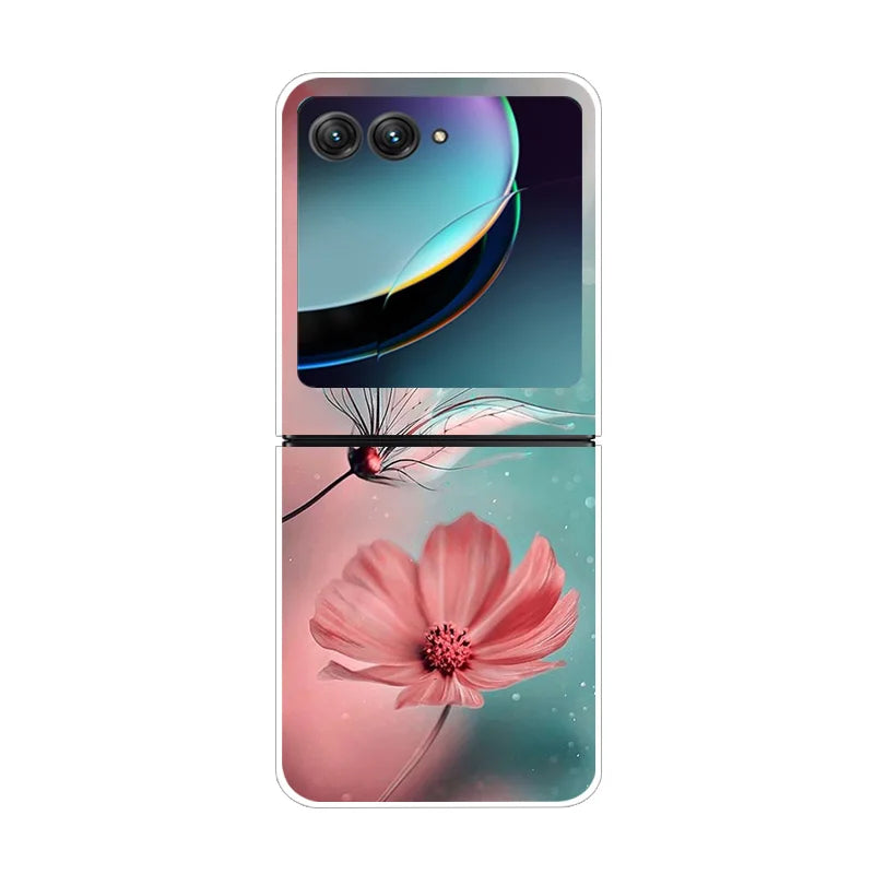 For Motorola Razr 40 Ultra Phone Case Flower Painted Clear Plastic PC Hard Back Cover For Moto Razr 40 Ultra Case 40Ultra 6.9"