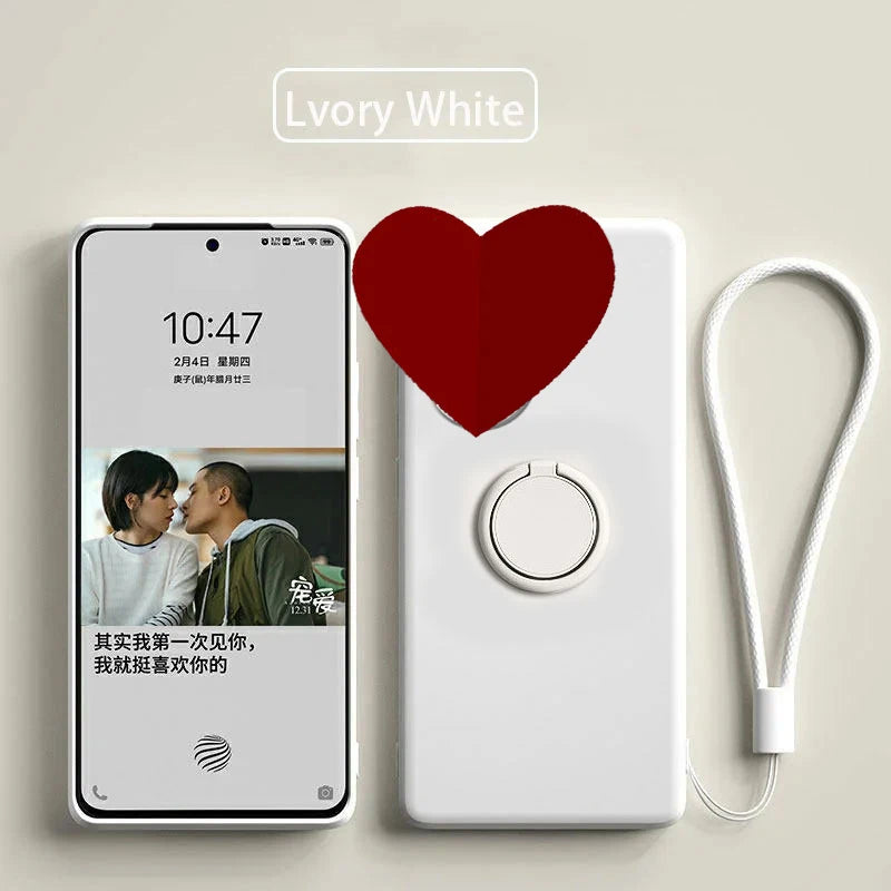 Case for Motorola Edge 60 Fusion Finger Ring Stand Holder Slicone Cover for Edge 60s50Neo Solid Color Lens Protection Soft Funda