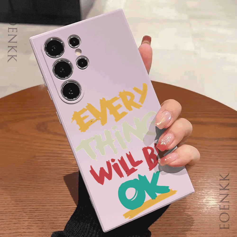 Simple Letters Silicone Case For Samsung Galaxy S25 S24 S23 S22 S21 Ultra FE A35/A54/A55/A34 5G Note 10/20 Plus Anti-Slip Cover