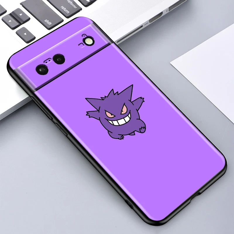 Cartoon P-Pokemon P-Pikachus For Google Pixel 9 8 7A 7 6A 6 5A 5 4 4A XL 5G Black Silicon Shockproof Shell Funda Phone Case