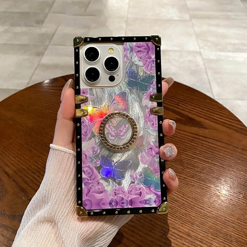 Luxury Phone Case Ring Funda For Moto G Stylus 5G 2024 Motorola G Power 2023 One 5G Ace Play 2022 Pure Women Lanyard Gold Cover