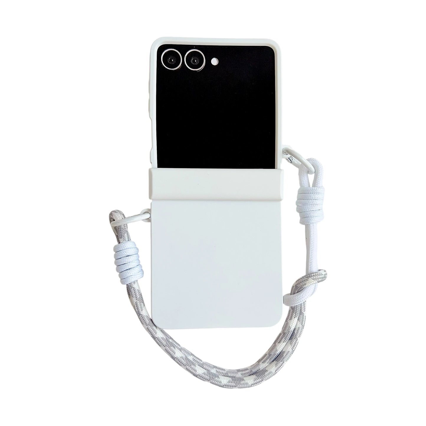 Korean Cute Gradient Color Phone Case For Samsung Galaxy Z Flip 7 6 5 4 3 ZFlip7 Flip6 5G Anti-lost Hand Strap Holder Back Cover