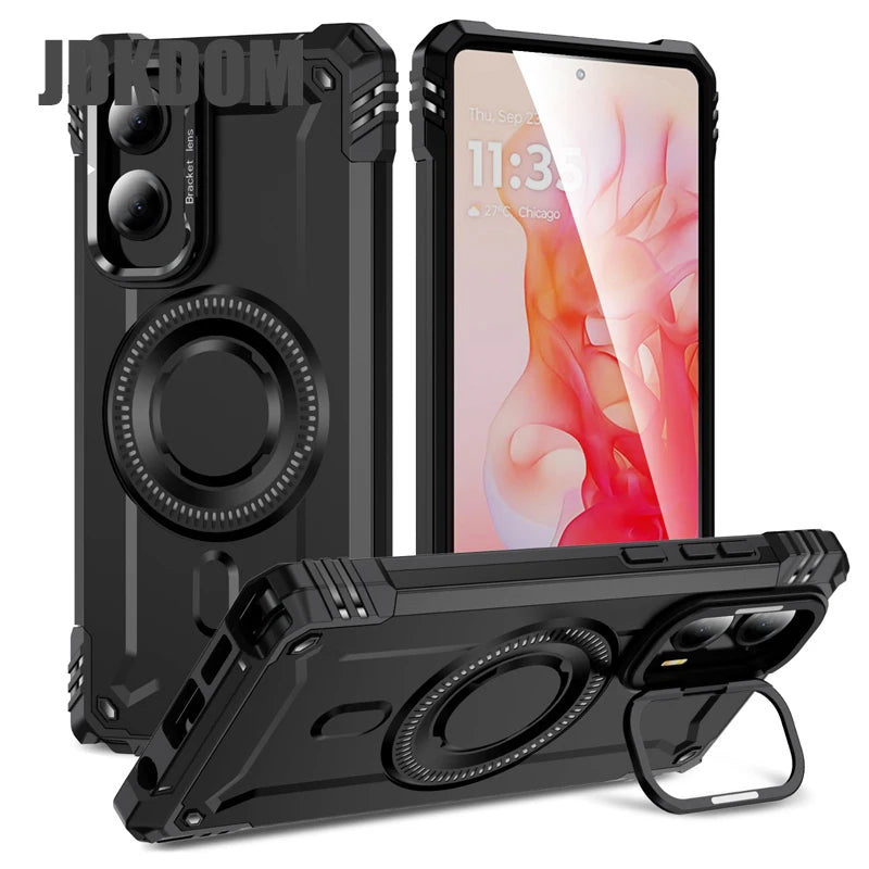 JDKDOM Military Shockproof Bracket Phone Magnetic Case For Motorola G Play G Power 2025 G Stylus 5G 2024 G Pure G 5G 2023 Cover