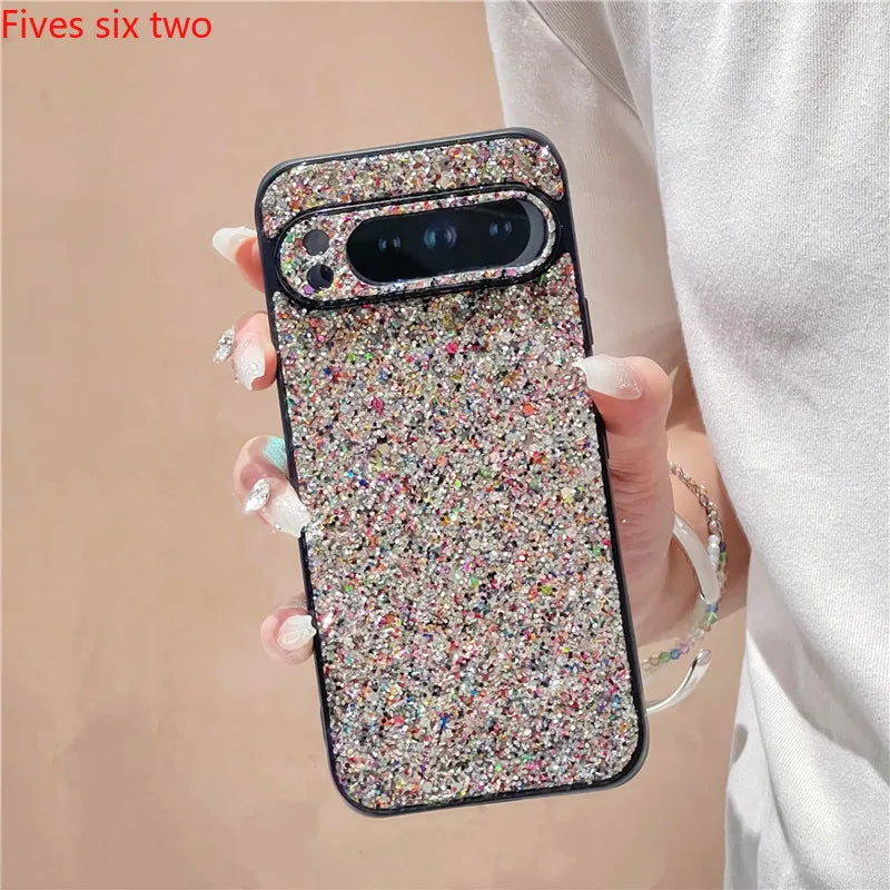 Luxury Glitter Phone Cases For Google Pixel 9A 8A 7A 6A 10 Pro XL 9 8 7 6pro Shiny Shockproof Hard Back Cover Grid Protect Shell