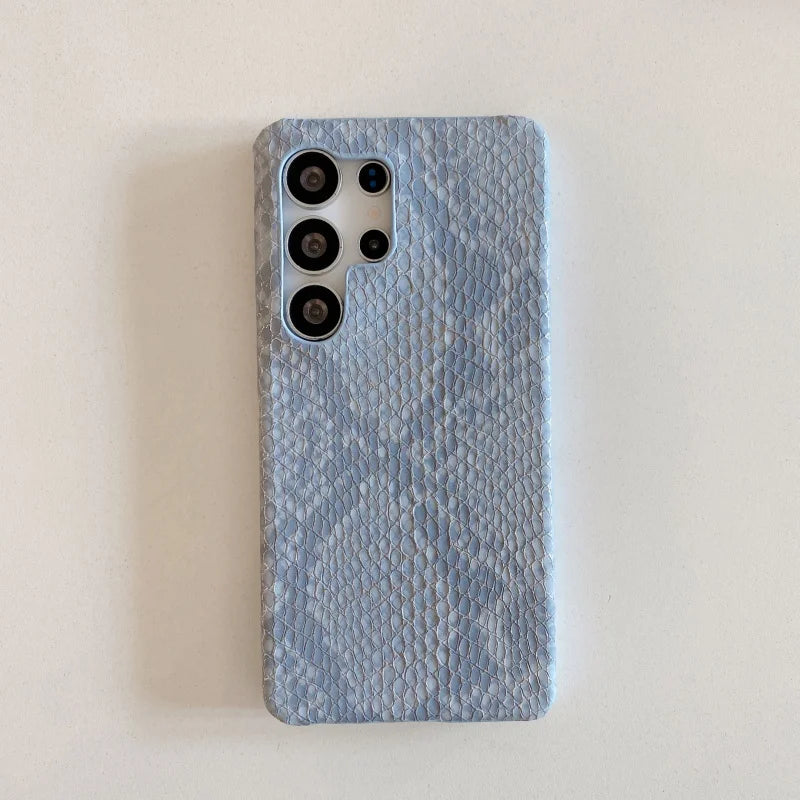 Luxury Golden Snake Leather Phone Case for Samsung Galaxy S25 S24 S23 S22 S21 S20 Ultra Plus FE Note A viper Skin Cover Funda