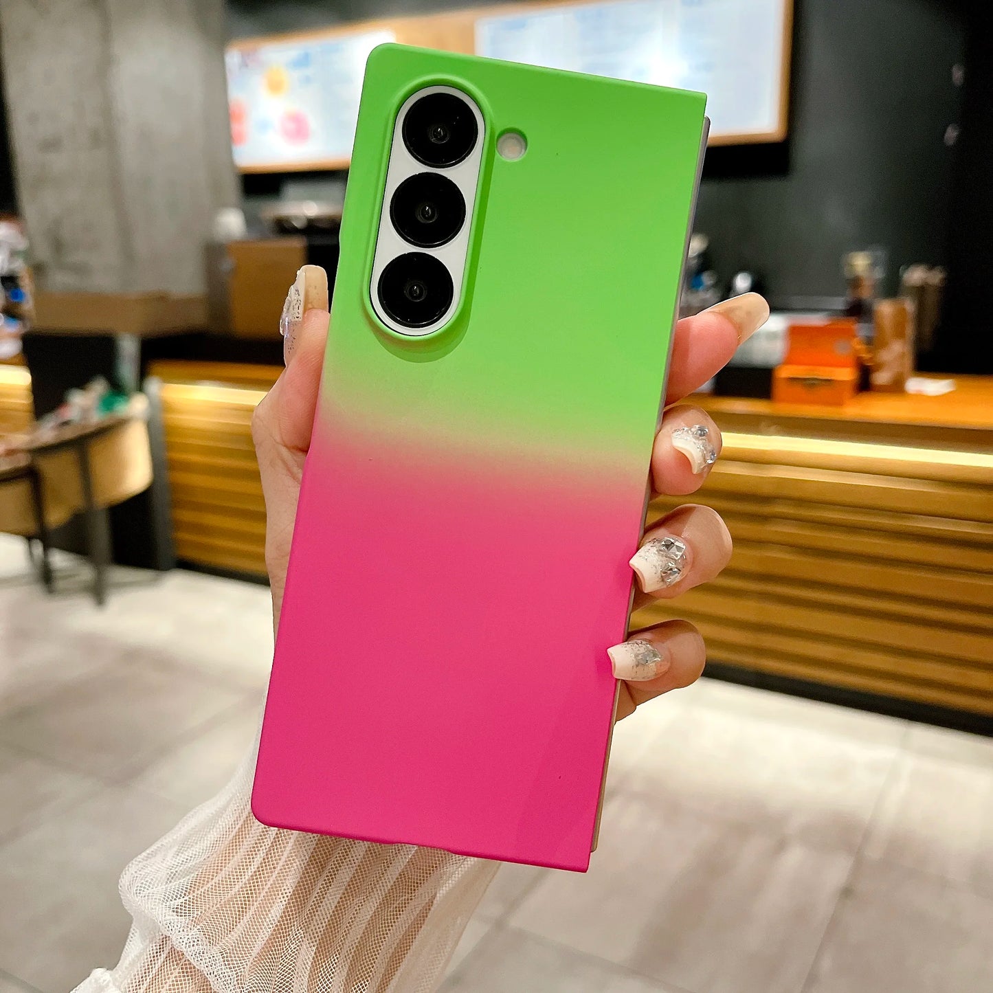 Fashion Gradient Contrast Color Phone Case For Samsung Galaxy Z Fold 6 5 4 Splice Color Shockproof Protection Bumper Hard Cover