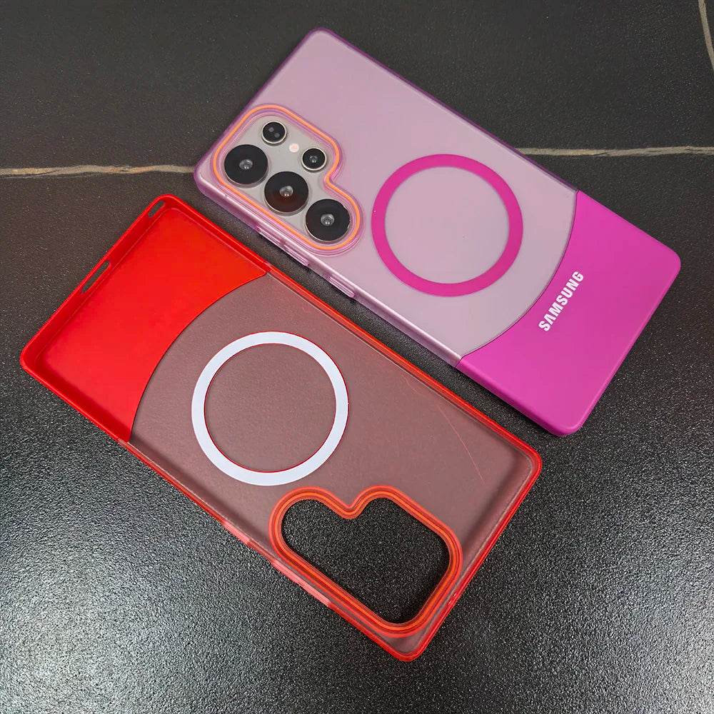 2 IN 1 Splicing Matte Magnetic Case For Samsung Galaxy S22 S23 S24 S25 Ultra Plus For Magsafe Ultrathin Hard PC Phone Cover