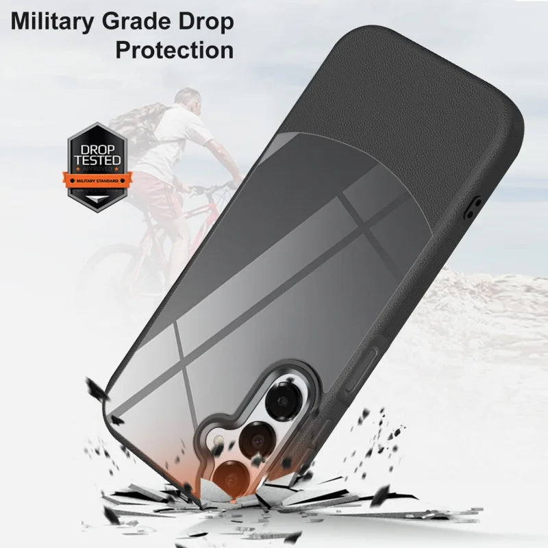 Leather+Acrylic Shockproof Phone Case For Samsung Galaxy S25 S24 S23 FE S22 Ultra A55 A54 A05S A16 A25 A35 A35 A56 A15 A34 Cover