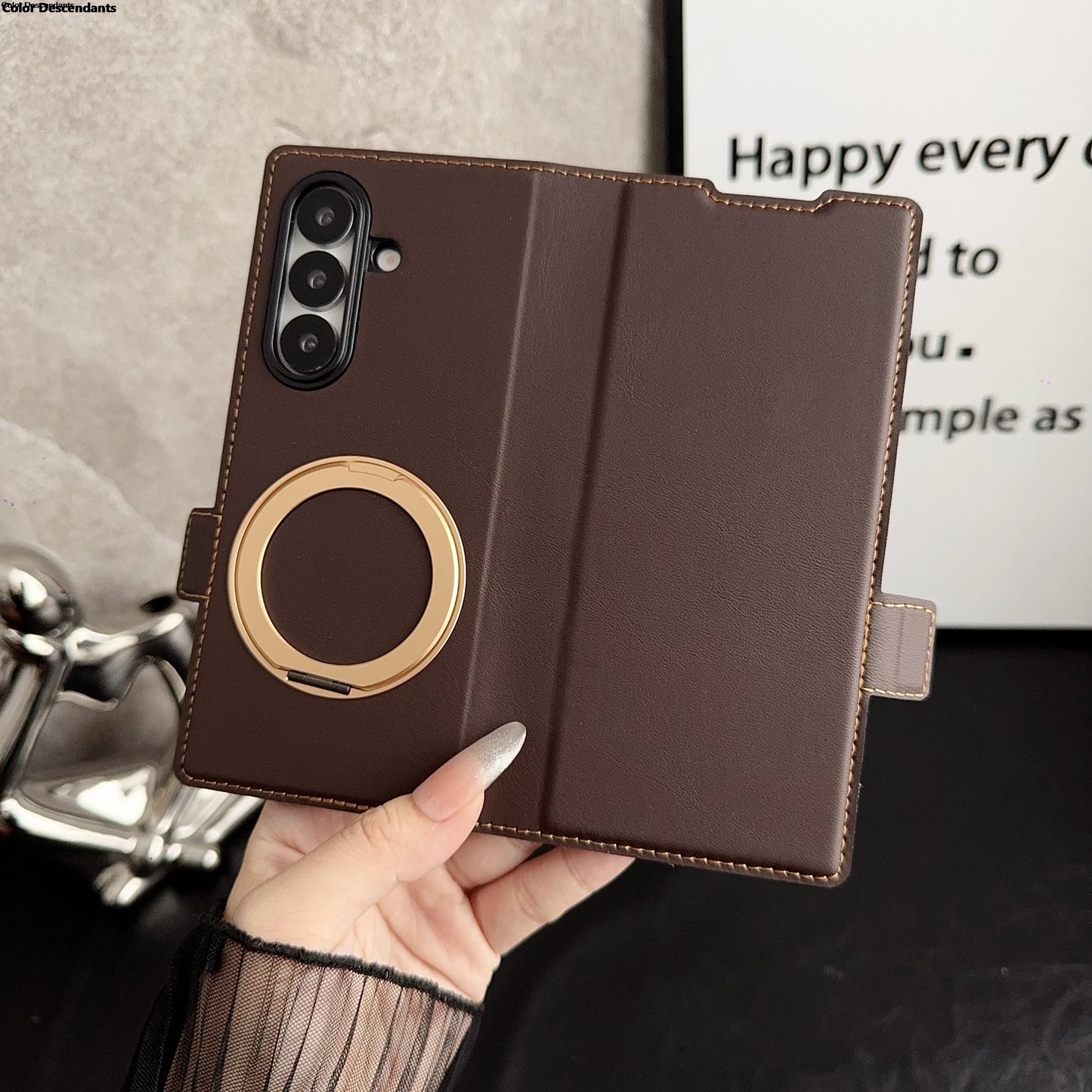 Leather Cases for Samsung Galaxy Z Fold 7/6/5/4/3 Magnetic 360 Rotatable Ring Stand holder Cover for Galaxy Z Fold 6 Z Fold3 4