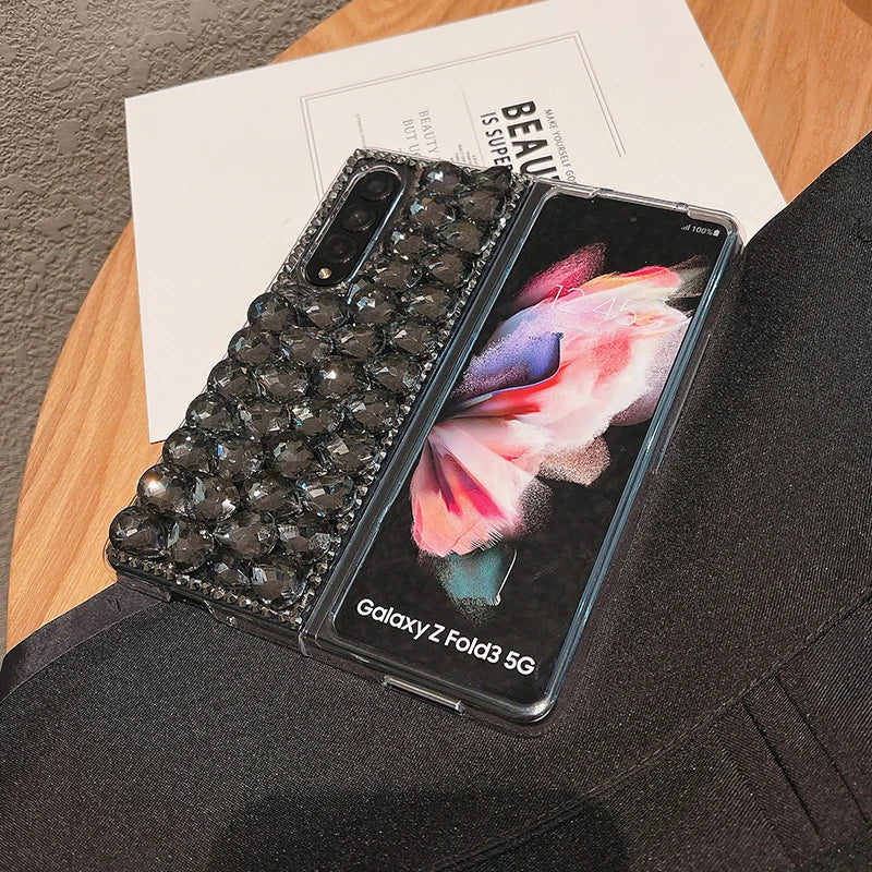 Rhinestone Phone Case For Samsung Galaxy Z Fold 4 5 3 2 6 7 Crystal Designer Carcasa Cases Luxury Telefon Funda Kilifi