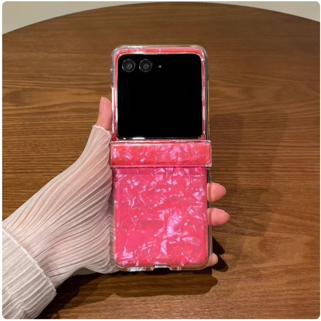 Luxury Shinny Seashells Plastic Case Hing Cover Case For Motorola Razr 40 50 60 Ultra