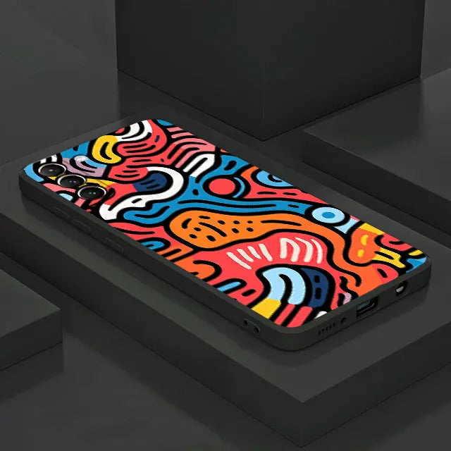 Phone Case For Samsung Galaxy S25 S24 Ultra S23 FE Note 20 10Plus S22 S21 S25Plus Soft Shell Cover Colorful Lines Graffiti