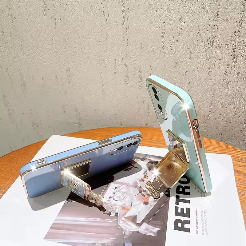 Perfume Bottle Folding Makeup Mirror Phone Case for Samsung S25 S24 Ultra S23 Plus S22 S21 S20 Fe Note 20 10 Pro Lens Soft Case