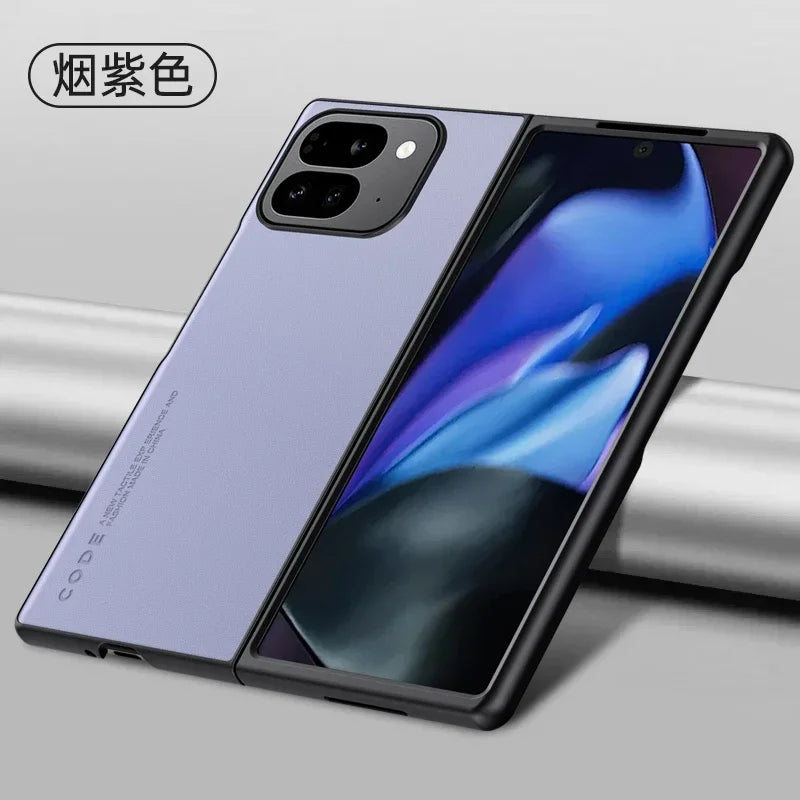 Plain PU Leather Phone Case For Google Pixel 9 Pro Fold Matte Cover Silicone Shockproof Soft Edge Back Cover For Pixel Fold2