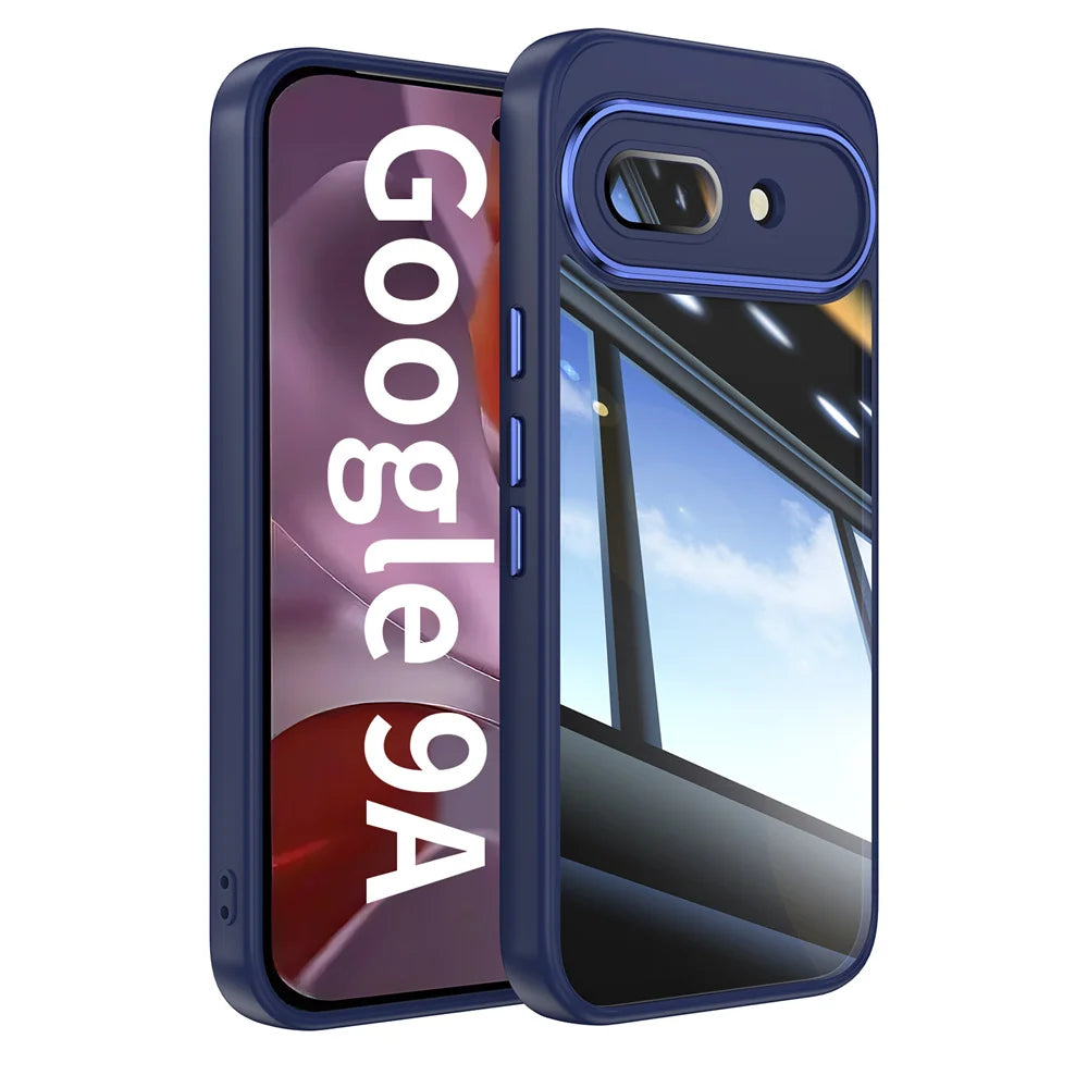 Luxury Clear Acrylic Phone Case Bumper For Google Pixel 9 Pro XL 9A 8A Clear Shockproof Full Protection Transparent Back Cover