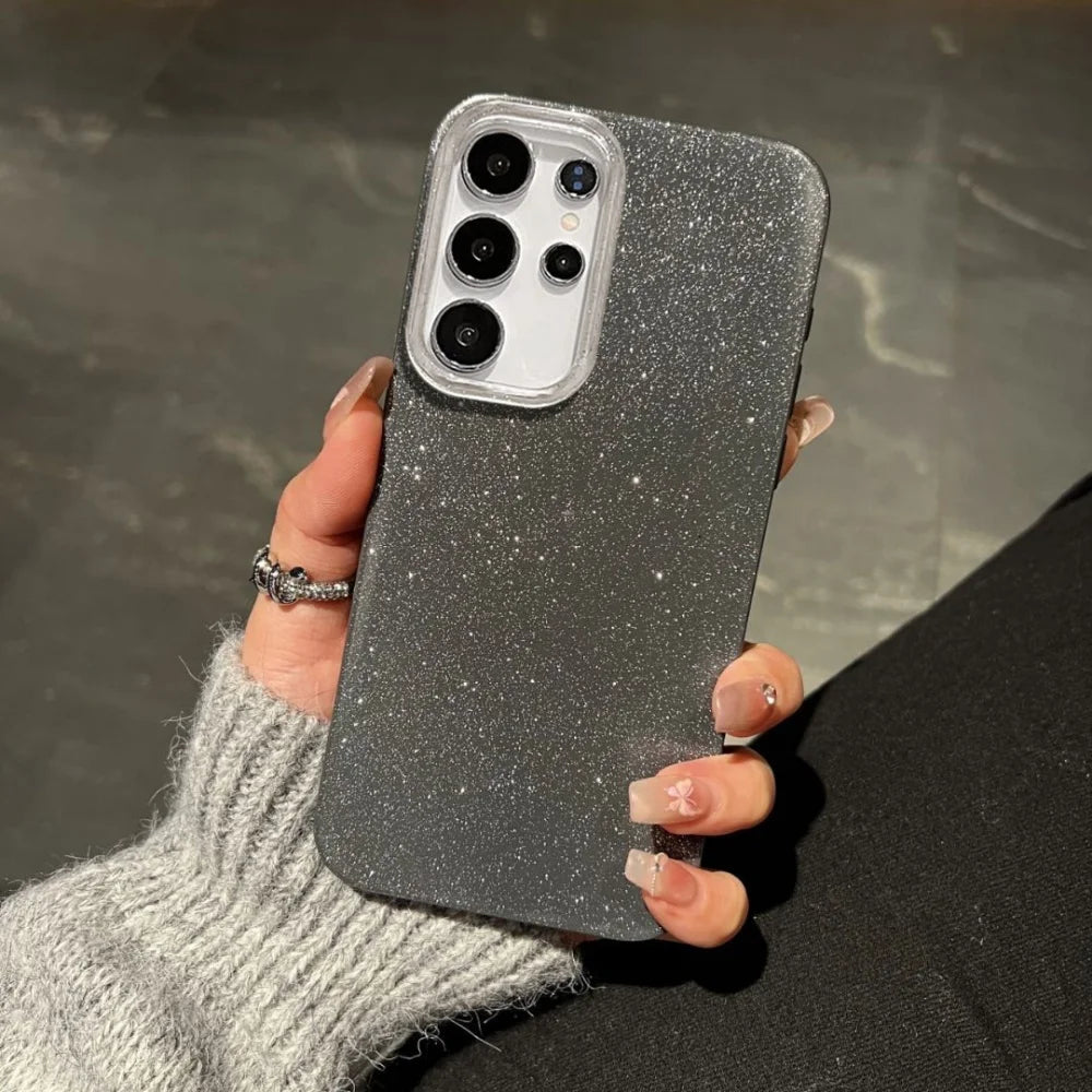 Luxury Bling Glitter Armor Case for Samsung Galaxy S25 S24 S23 S22 S21 FE Ultra Plus A55 A16 A06 Shockproof Starlit Sky Cover