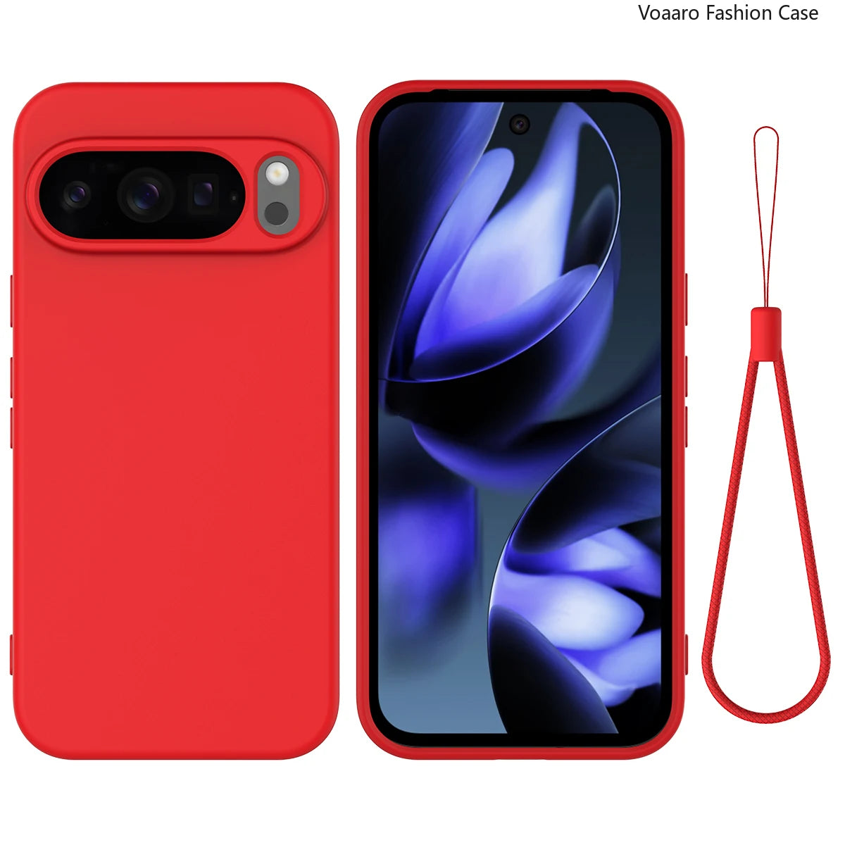 Soft Liquid Silicone Protective Funda for Google Pixel 10 Pro XL Case for Google Pixel 10 Pro Case Shockproof Cover with Strap
