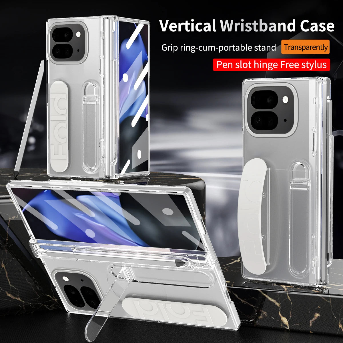 For Google Pixel 9 Pro Fold Swivel 180° Folding Wristband * Stand * Hinge 3-in-1 Full Lens Protection Drop Resistant Phone Case