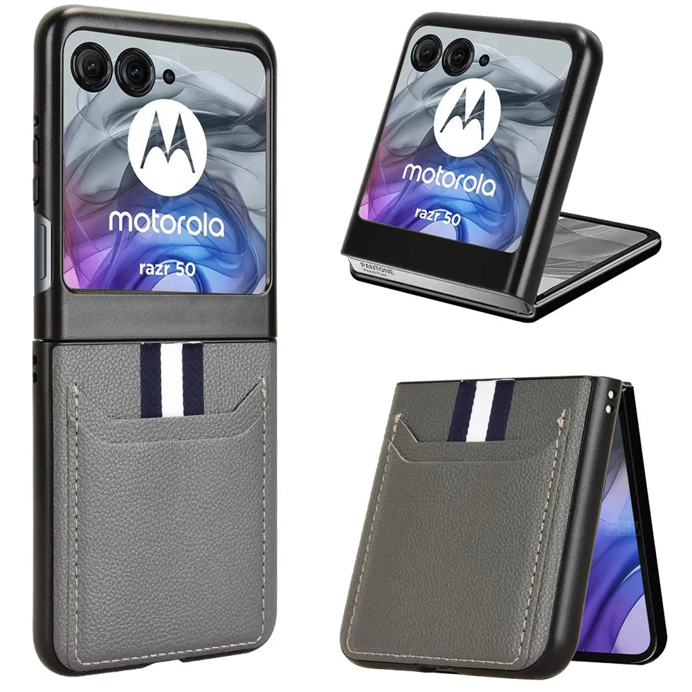 PU Leather Texture Case for Motorola Razr 60 50 Ultra Moto Razr 40 Plus 2024 2023 Cover Card Slots Lightweight Coque Fundas Capa