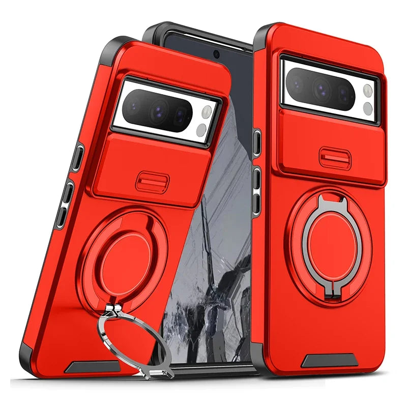 Magnetic Phone Case For Google Pixel 9A 9 Pro XL Rotating Folding Bracket Cover For Pixel 10 10Pro XL Slide Camera Protect Cover