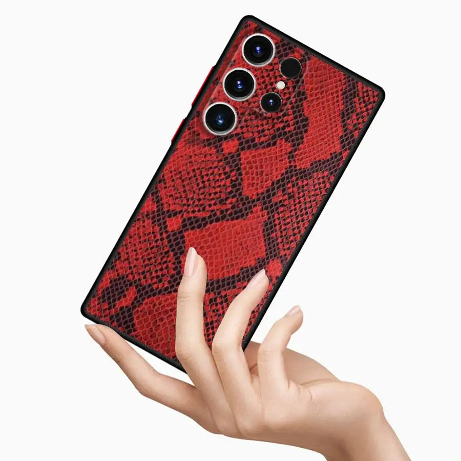 Phone Case for Samsung Galaxy S25 S23 S24 Ultra S22 S21 S20 S10 Plus S23 FE Matte Soft Cover Shell Python Pattern
