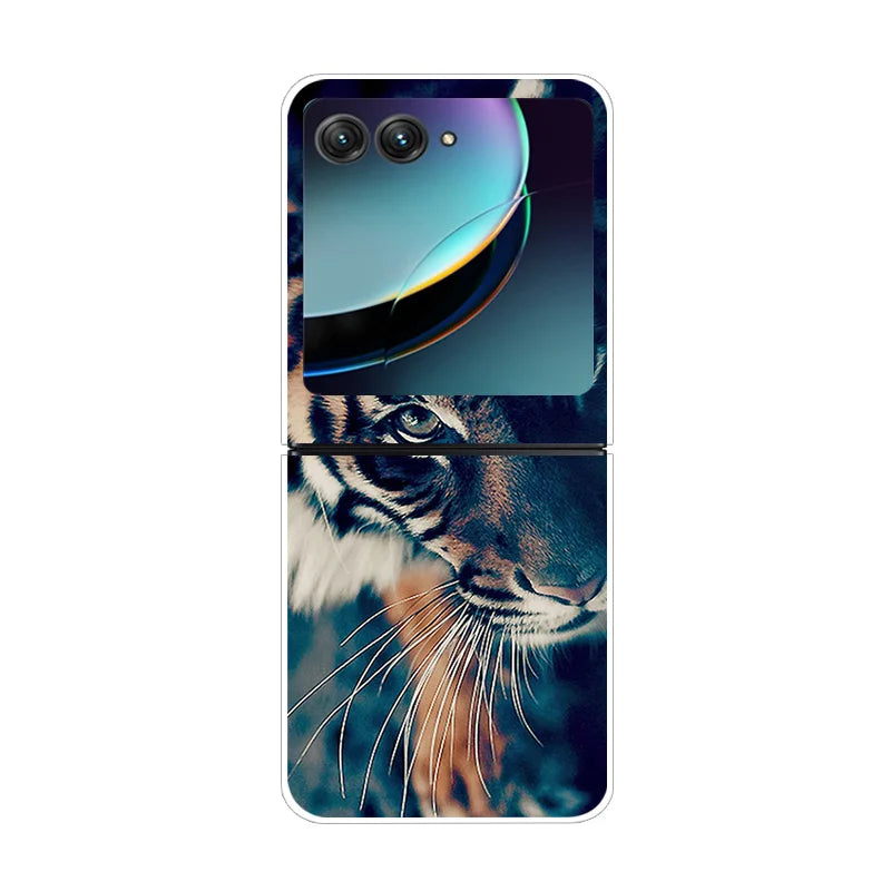 For Moto Razr40 Ultra 5G Case Plastic Wolf Lion Marble PC Hard Back Covers for Motorola Razr 40 Ultra Razr+ Razr4 2023 Capa
