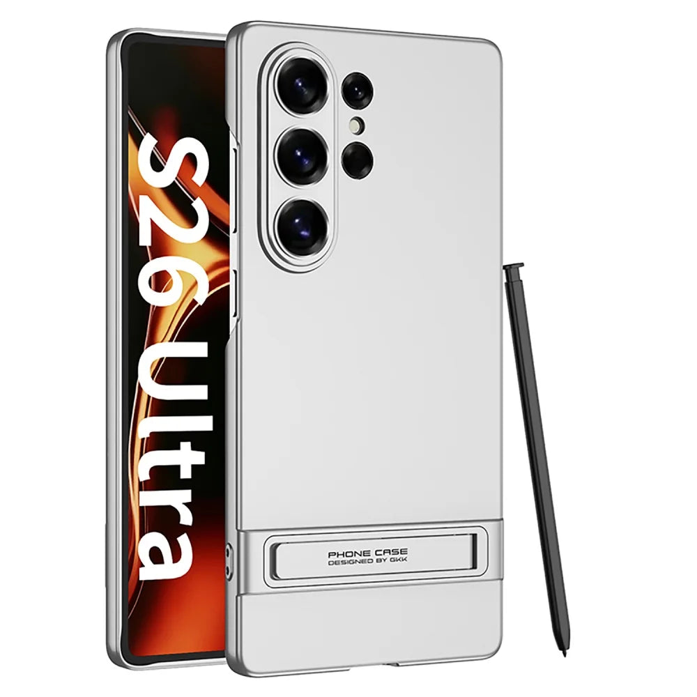 Ultra Thin PC Hard Invisible Fold Stand Holder Phone Case For Samsung Galaxy S25 S24 Ultra S26 S23 Shockproof Protection Cover