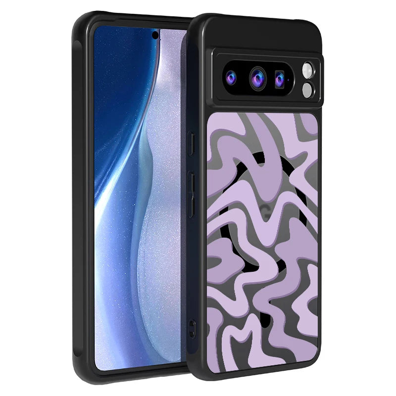 Matte Magnetic Case For Google Pixel 9 8 7 Pro 8A 7A Pixel 9 Pro XL For Magsafe Wireless Charging Curved Stripes Phone Cover