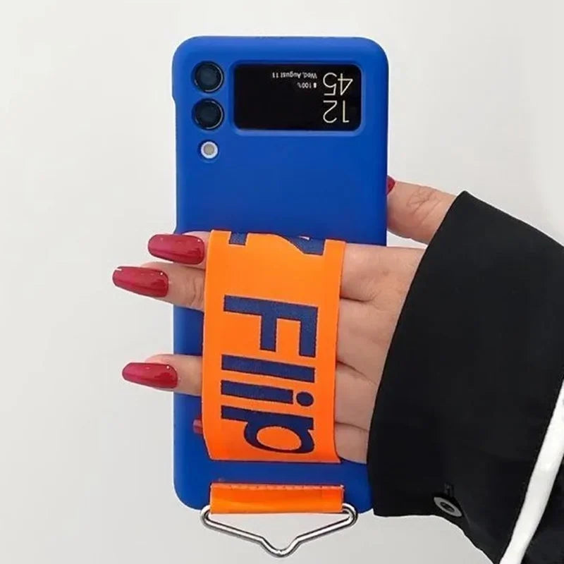 Z flip 6 7 Case Luxury Wristband For Samsung Galaxy Z Flip 7 4 5 3 6 Wrist Strap Hard Shockproof Flip4 Flip6 Zflip5 Z6 Z7 Cover