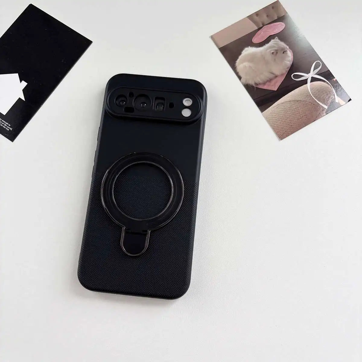 Polka Dot Silicone Holder Stand Ring Phone Case for Google Pixel 10 6 7 8 9 10 Pro 10A 9A 8A 7A 6A Pixel 9 Pro XL 5G Soft Cover