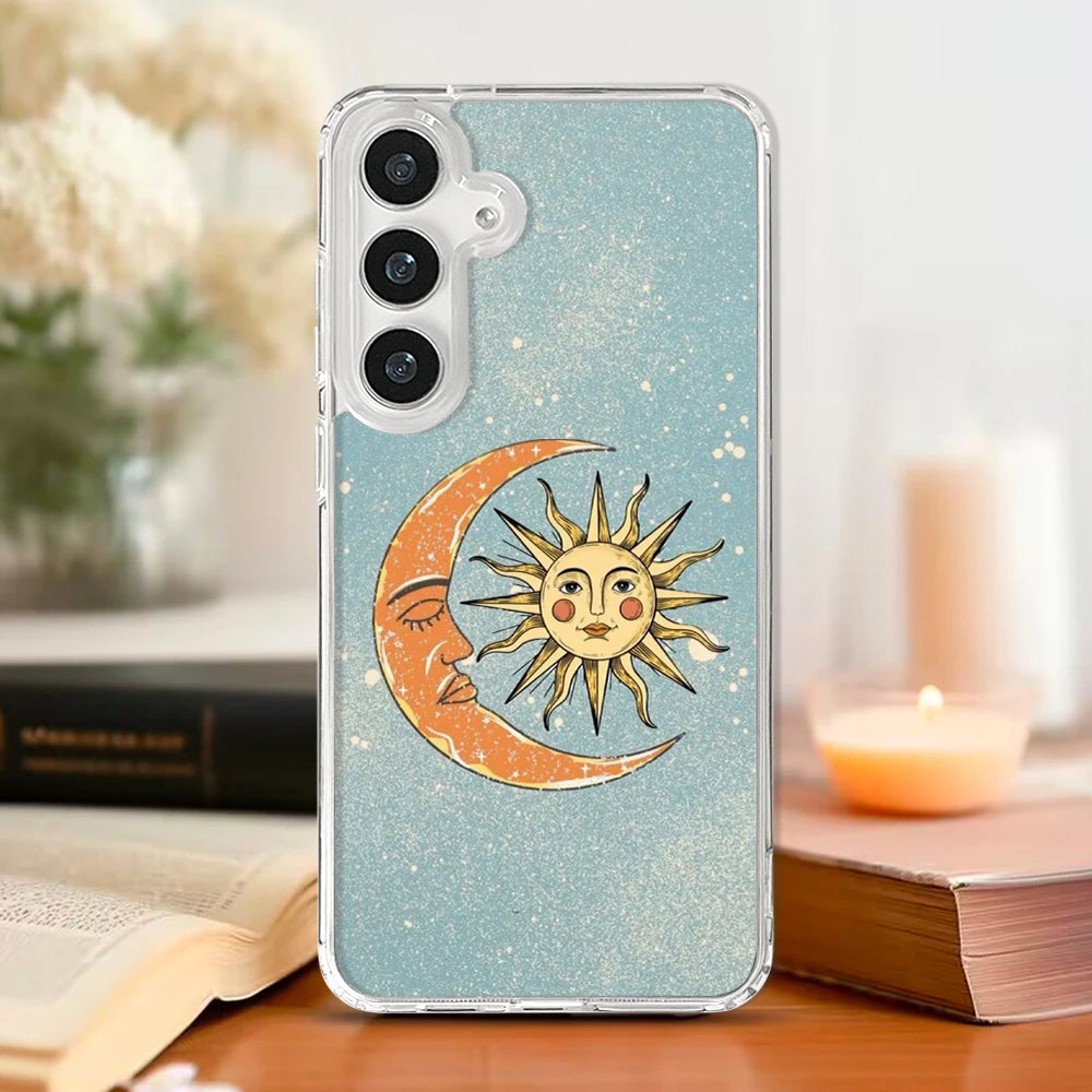 Retro Tarot Sun Moon Stars Magnetic Phone Case for Samsung Galaxy S25 Ultra S24 FE S22 S23 Plus A55 A56 A36 A16 5G Cover