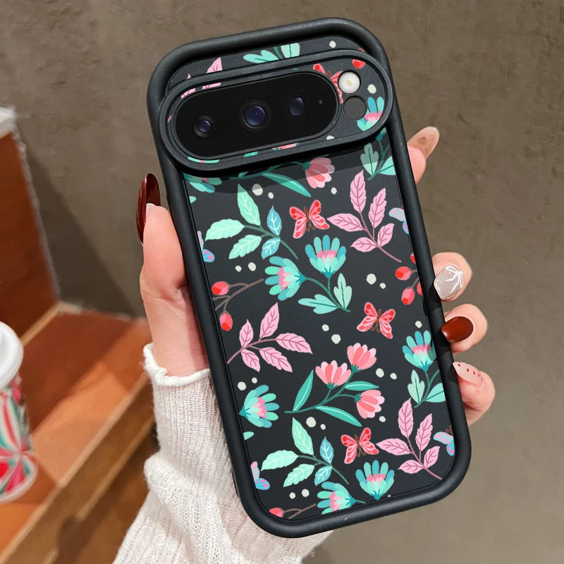 Shockproof Colorful Flower Soft TPU Case For Google Pixel 8 Pro 8A 7A Pixel 9 Pro XL Solid Color Phone Cover For Pixel 8 9 7 Pro