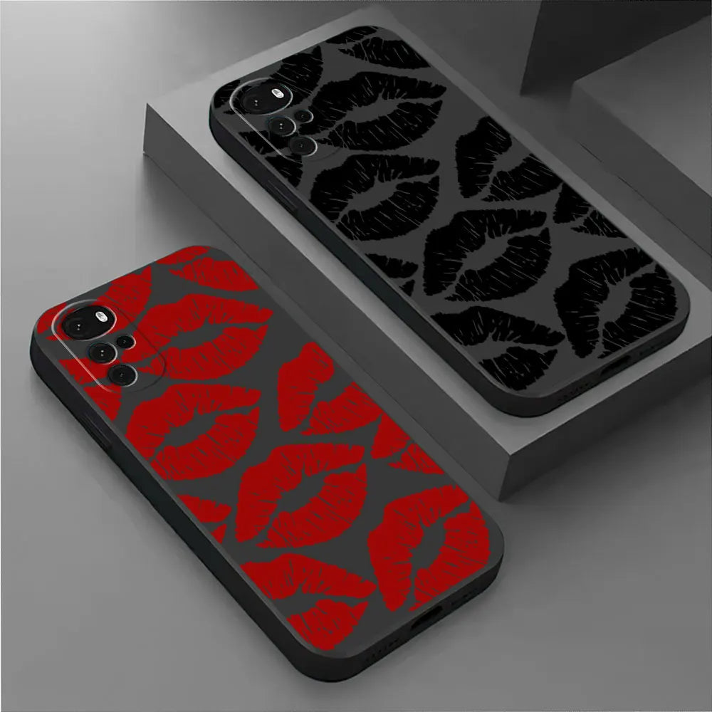 TPU Soft Phone Case for Motorola Moto G50 G32 G52 G53 G30 G60 G71 G72 G22 G51 G31 G73 G60s Sexy Girl Red Black Lips Kiss Cover